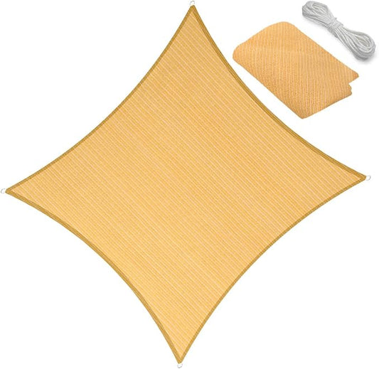 18' x 18' Sun Shade Sail Canopy Awning Permeable Fabric Pergola Cover, for Outdoor Patio Lawn Garden Backyard Carport, Yellow