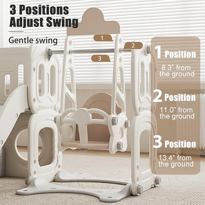 3-in-1 Toddler Slide Set with Swing and Climber, Kids Playset with Slide for Toddlers, Indoor Outdoor Backyard Playset, Easy Assembly Freestanding Playground for Kids Ages 3+