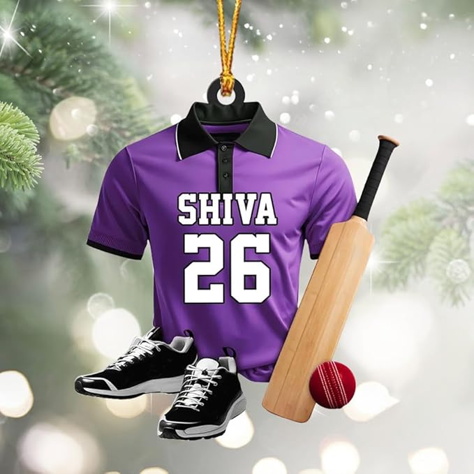 Personalized Cricket Ornament, Custom 2D Acrylic Design for Player or Team, Sports Ornament for Clubs, Fans, and Coaches, Christmas Tree Decoration Keepsake/1