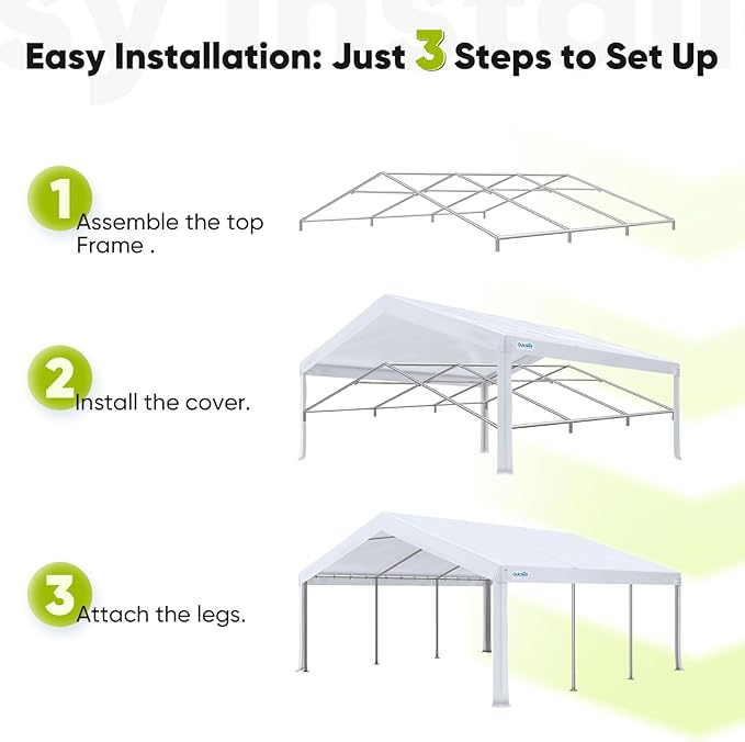 Quictent 20x20 Party Tent Heavy Duty Outdoor Canopy Tent Carport Wedding Event Shelter BBQ Wedding Tents for Parties with Storage Bags(Mesh)