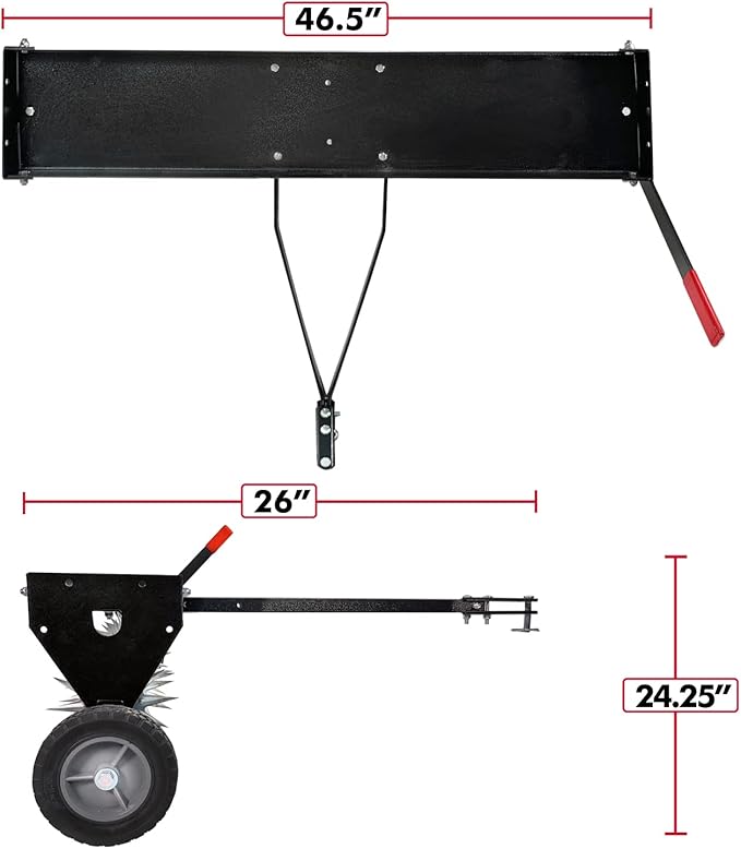 Brinly SAT2-40BH-P Tow Behind Spike Aerator with Transport Wheels, 40 - Carbon