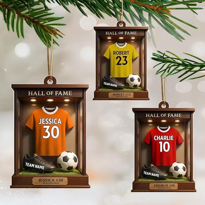 Personalized Soccer Christmas Acrylic Ornament, Soccer Ornament, Soccers Ornaments Christmas Tree Hanging Ornaments Tree Decorations, Soccers Player Uniform /4