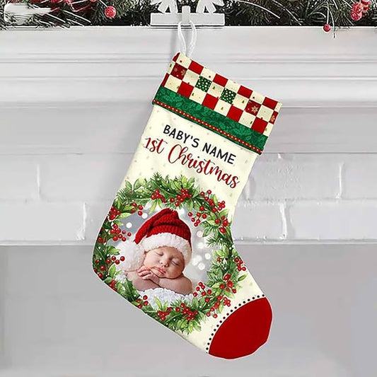 LOVELYPOD Christmas Stockings Personalized with Name, 19" Christmas Stocking Baby First Christmas Stocking 2023, Xmas Stocking Holiday Christmas Decoration Gifts for Family Kids