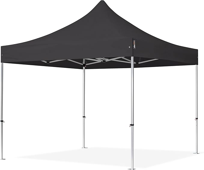 TOOLPORT 10x10 ft PES 800 Pop up Canopy Professional Aluminium 1.6 in., Black