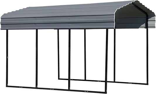 Arrow Carports Galvanized Steel Carport, Compact Car Metal Carport Kit, 10' x 15' x 7', Charcoal