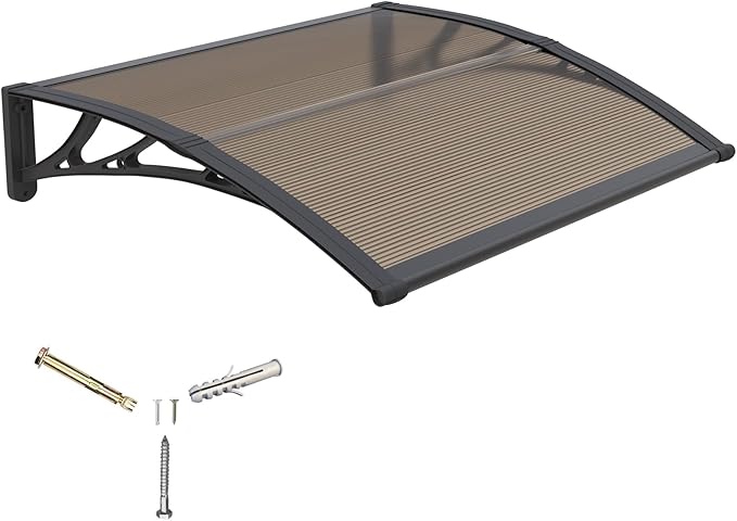 Awning for Door Entrance,32x48 Inches Window Awnings for Doors Canopy Polycarbonate Cover Patio Door Awning UV Rain Snow Sunlight Protection Hollow Shee