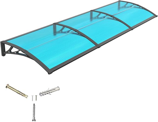 Awning for Door Entrance,32x120 inches Window Awnings for Doors Canopy Polycarbonate Cover Patio Door Awning UV Rain Snow Sunlight Protection Hollow Shee