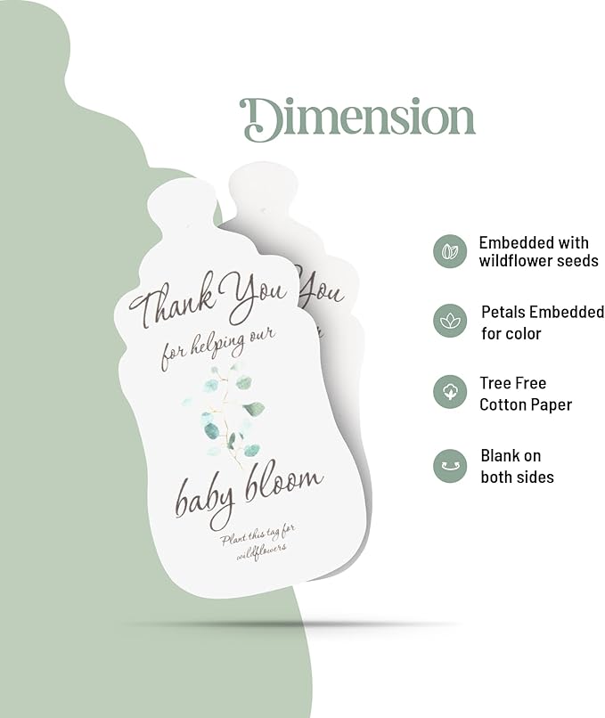 Baby Bottle Shaped Seed Paper – 15Pcs Green Baby Shower Favors for Guests with Wildflower Seeds, Writable & Plantable, Gender Reveal, Birthday Gifts for Guest