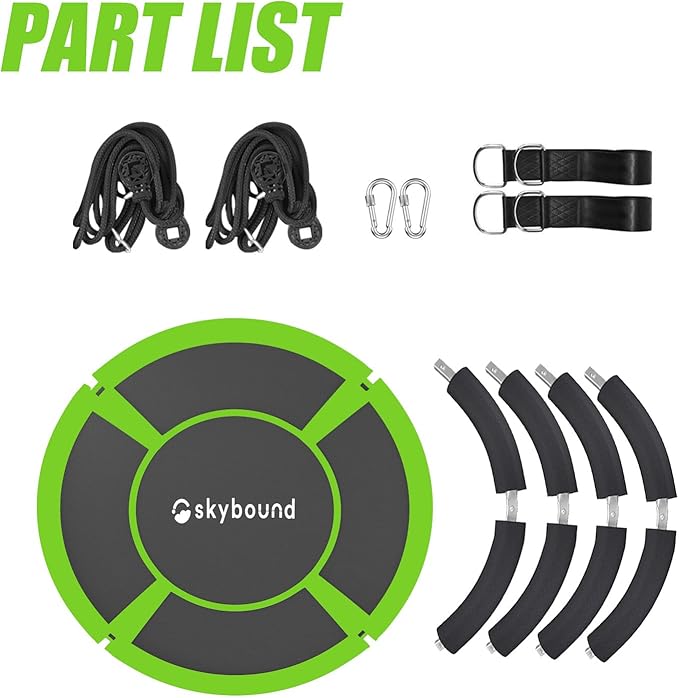 Skybound 43 Saucer Swing for Kids Outdoor - Durable Textilene Fabric, Galvanized Steel Frame, 600lbs Capacity, Adjustable Ropes (Green)