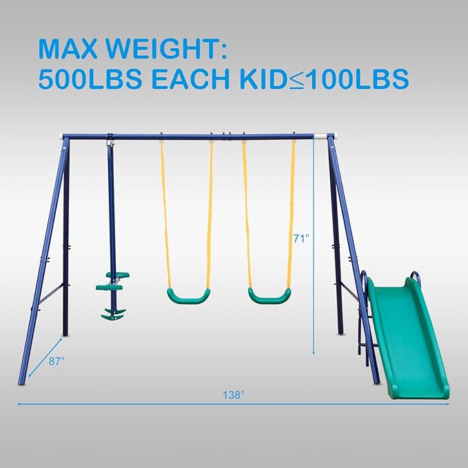 Stand Swing Set Heavy Duty Metal Frame, Extra Large A-Frame Swing Stand for Kids Indoor Outdoor Activity Backyard Playground (5 Seats)