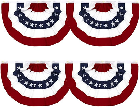 Flaglink 1.5x3Ft American Pleated Fan Flag Width Approx 90cm - US Patriotic Half Fan Bunting Flag 4 PACK