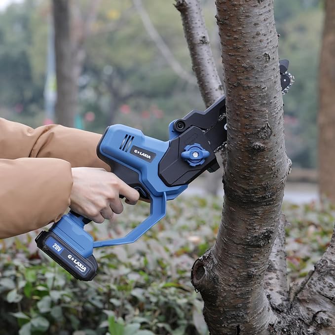 Battery Chainsaw 8 Inch with 2 batteries, Handheld Chain Saw Pruning Shears Chainsaw for Tree Branches, Courtyard