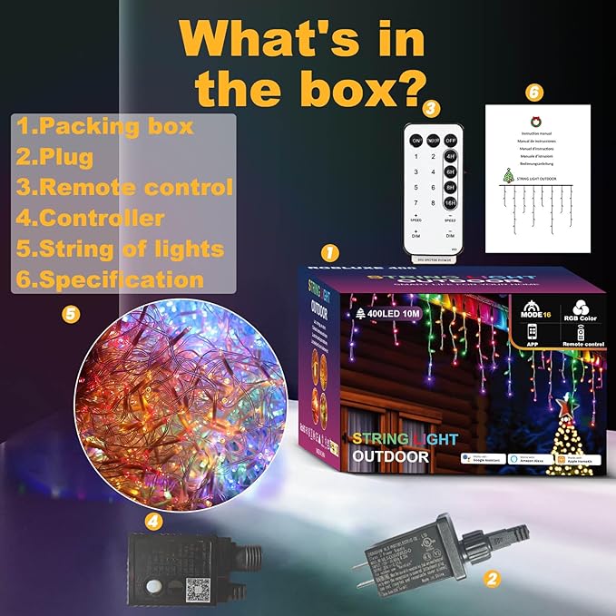 131ft Christmas Lights Outdoor, 1680 LED Waterproof 8 Modes String Light with App and Remote Control for Outside House Roof Decorations Indoor Decor-Warm White to Multicolor