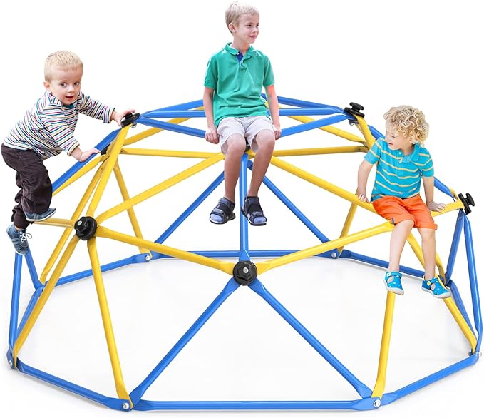 GIKPAL Climbing Dome, Upgraded 6FT Geometric Dome Climber with Climbing Grip for Kids Indoor Outdoor Play Equipment, Supports 600LBS Jungle Gym Playground Backyard Play Centre, Easy Assembly