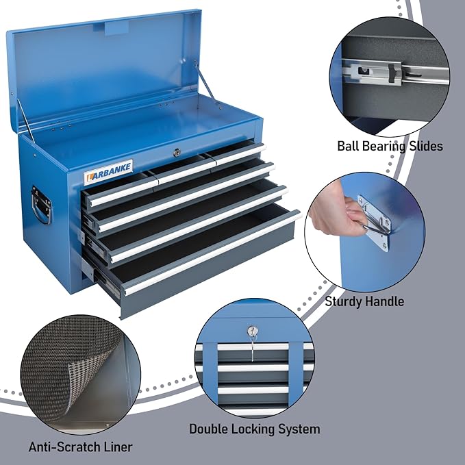 LARBANKE 8-Drawer Rolling Tool Chest,Tool Chest with 360¡Æ Brake Wheels and Padded Feet,Tool Cabinet with Locking System and Drawer Liners,Ideal Design for Garage and Workshop