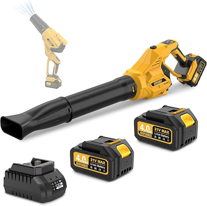 Cordless Leaf Blower 700CFM - Lightweight Handhold Brushless Battery Powered 21V Leaf Blower with 2 x 4.0Ah Batteries £¦ Charger & 3 x Tubes & 3 Speeds & Turbo Mode fo Leaves Dust Snow