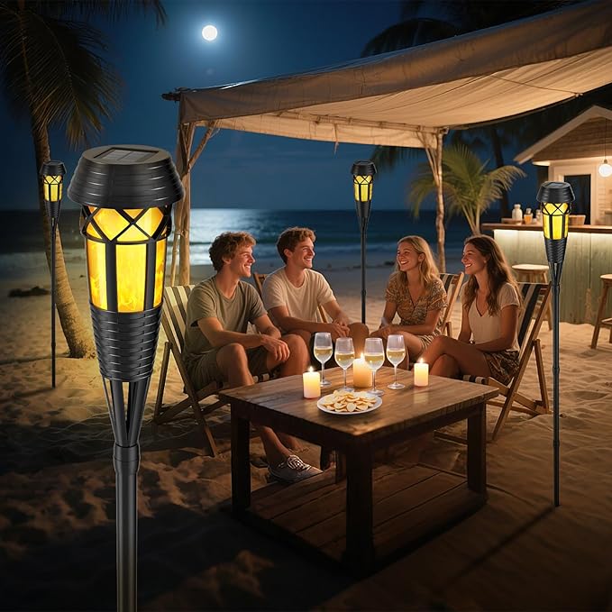 Flickering Flames Torch Light Solar Garden Lights Waterproof Landscape Lighting - 4 Pack