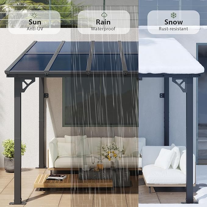 Aoxun 10’x 10’ Gazebo, Elegantly Mounted on The Wall, Presents a Captivating Pergola on Clearance for Your Outdoor Patio, for Porch, Deck, Backyard
