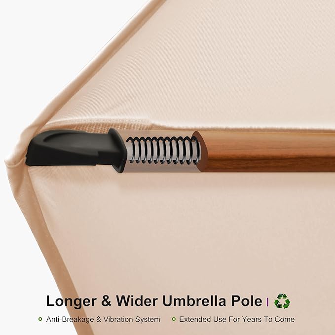 PURPLE LEAF 12' X 12' Patio Large Cantilever Umbrella Outdoor Square Wood Umbrellas Offset Umbrella Heavy Duty Sun Umbrellas for Garden Deck Pool, Heather Taupe