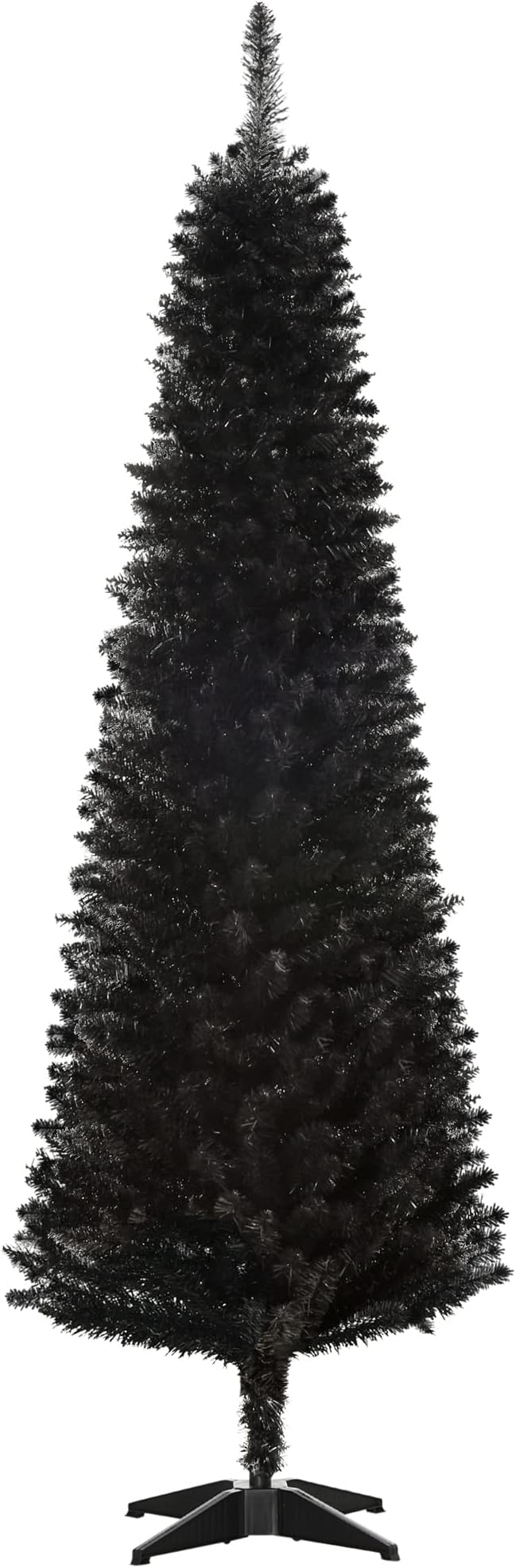 HOMCOM 6' Artificial Pencil Christmas Tree, Slim Xmas Tree with 390 Realistic Branch Tips and Plastic Stand, Black