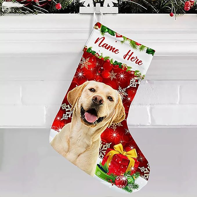 LOVELYPOD Christmas Stockings Personalized with Name, 19" Christmas Stocking Custom Photo Christmas Stocking 2023, Xmas Stocking Holiday Christmas Decoration Gifts for Family Kids