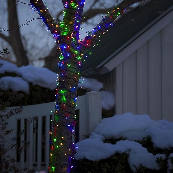 OZS 2PK 240LED Multicolor Solar Christmas Lights Outdoor Waterproof, Solar String Lights for Outside, Green Wire Solar Tree Lights with 8 Lighting Modes for Xmas Wedding Party Christmas Decor