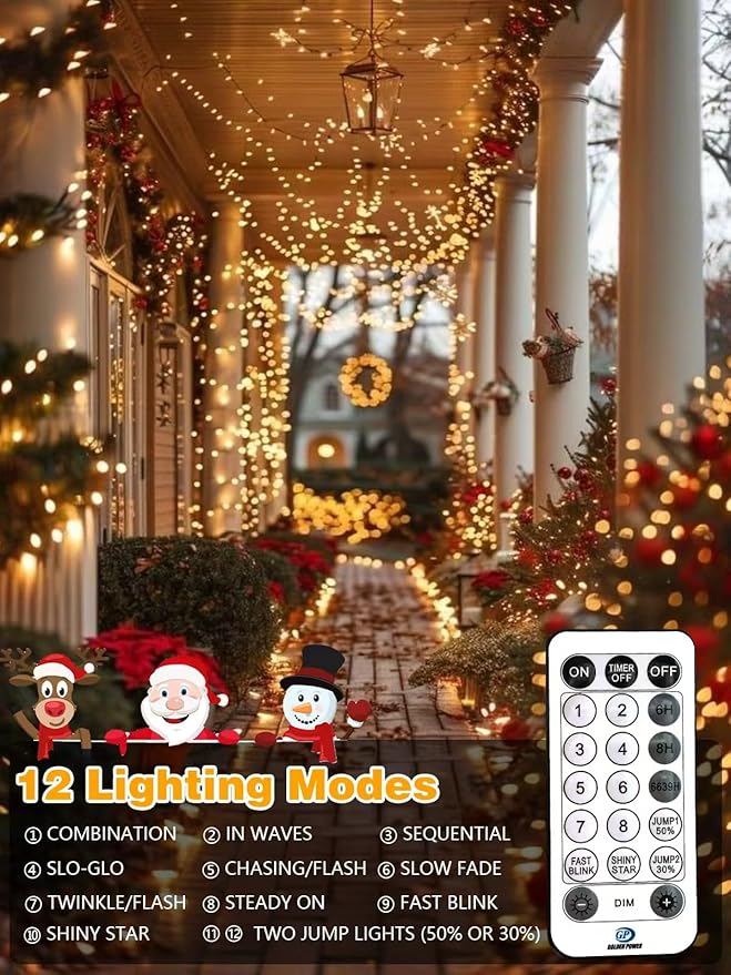 Voice Controlled Christmas Lights with Remote, 165 FT 500 LED String Lights Indoor Outdoor with 12 Modes 3 Timers, Dimmable Twinkle Light Plug in Waterproof for Xmas Tree Party Decor, Warm White