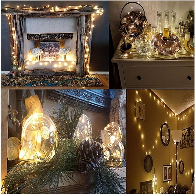ZSJWL 12 Pack Fairy Lights Battery Operated,7Ft 20 Led Mini Battery String Lights, Waterproof Silver Copper Wire Lights for Wedding Party Bedroom Christmas Decoration, Warm White