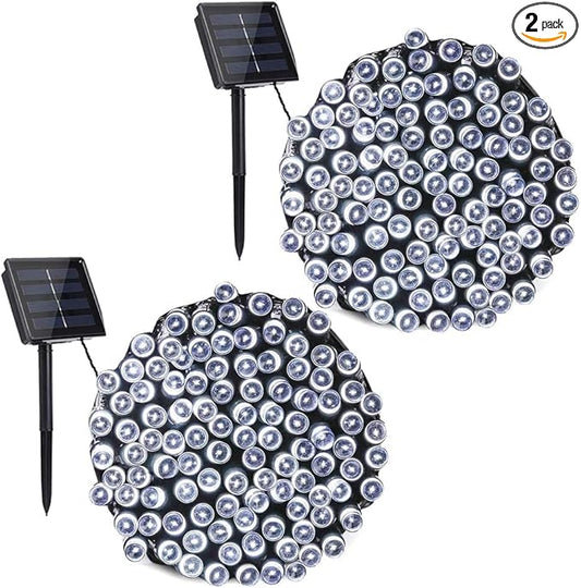 Toodour Solar Christmas Lights Outdoor, 2 Packs Total 144ft 400 LED Solar String Lights with 8 Mode, Outdoor Christmas String Light for Garden, Patio, Fence, Balcony, Xmas Tree Decor - White