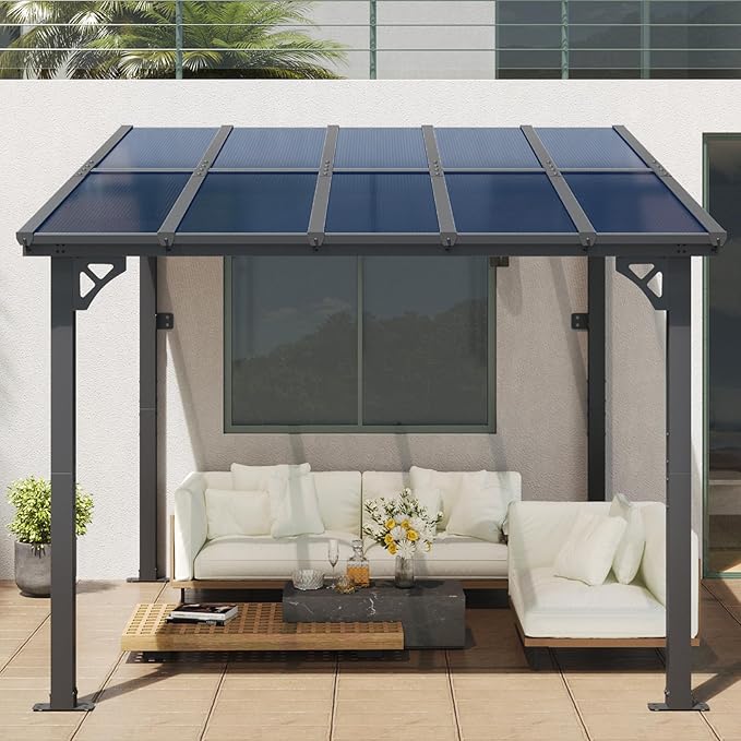 Aoxun 10’x 10’ Gazebo, Elegantly Mounted on The Wall, Presents a Captivating Pergola on Clearance for Your Outdoor Patio, for Porch, Deck, Backyard