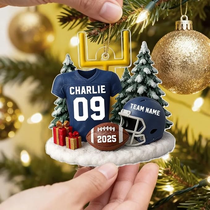 Personalized Football Christmas Ornament, Football Ornament, Footballs Ornaments Christmas Tree Hanging Ornaments Tree Decorations, Proud American Footballs Player Uniform /5