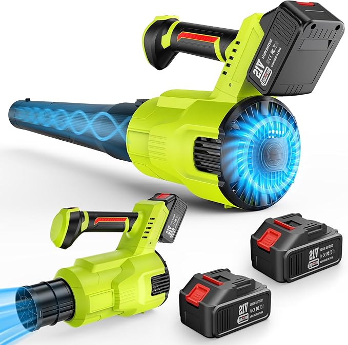 Leaf Blower Cordless, Upgraded 650 CFM 280 MPH, 21V Electric Cordless Leaf Blower with 2 x 4.0Ah Batteries and Charger, Battery Powered for Lawn, Yard and Patio