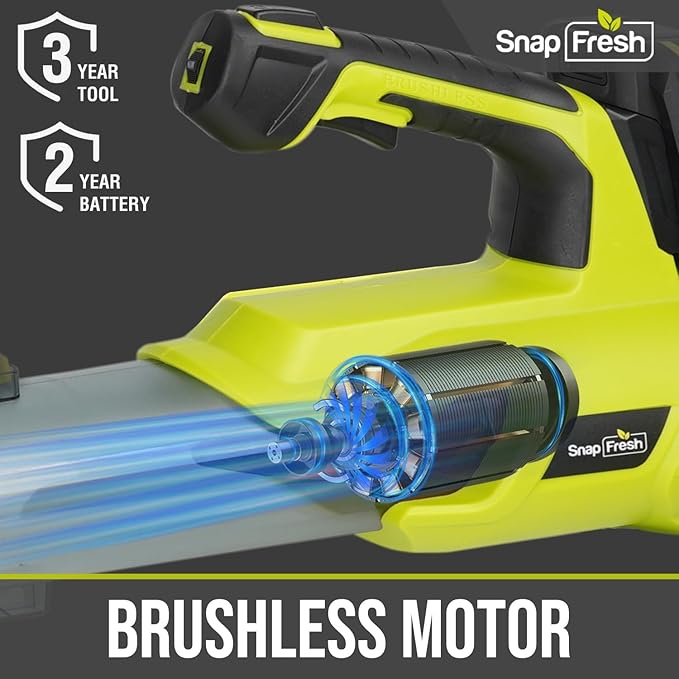 SnapFresh 20V Brushless Cordless Leaf Blower, 550 CFM/120 MPH, 2 x 4.0Ah Battery& Fast Charger, 7-Speed w/Turbo Mode, Lightweight Electric Handheld Blowers for Lawn Care, Snow, Patio, Yard& Sidewalk
