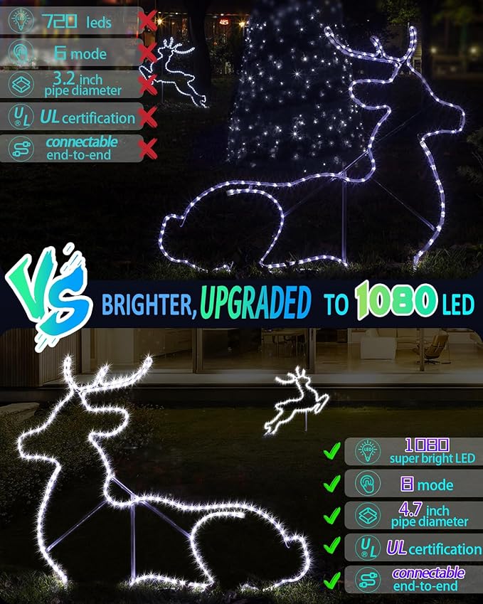 100ft 1080 LED Rope Lights Christmas Outdoor Waterproof, Flexible Connectable Tube Lights with 8 Modes, String Lights Decorative Lighting for Garden Patio Tree Bedroom Xmas Decor(White)