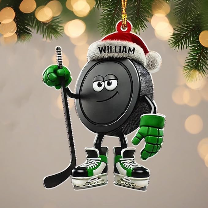 Custom Hockey Christmas Ornament 2025, Personalized Ice Hockey Skates Ornaments, Custom Name and Number, Sport Lovers Gifts, Christmas Tree Decoration, Skating Gifts, Unique Sports