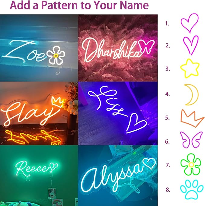 Personalized Neon Signs, LED Customized Neon Sign for Wall Decor, Battery Operated Personalized Dimmable Neon Name Signs, Large Custom LED Light for Bedroom Wedding Party Bar Business Birthday Gift