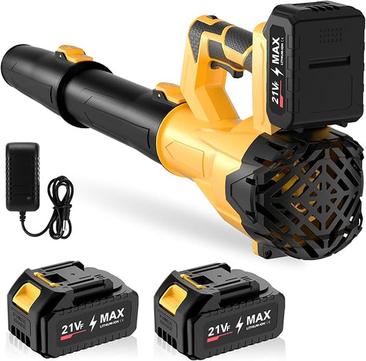 Cordless Leaf Blower, Electric Leaf Blower with Battery & Charger ? 2¡¿4.0Ah Batteries, 6 Speed Modes, 21V Powerful Lightweight Handheld Blower for Lawn Care, Patio Cleaning, Car Drying, Dust