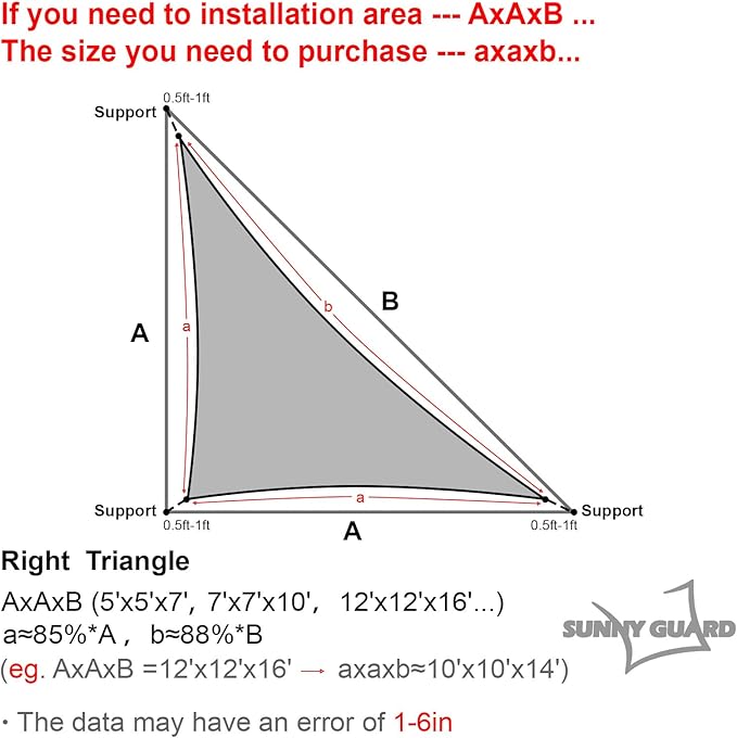 SUNNY GUARD Waterproof Sun Shade Sail 6'x7'x9.2' Sand Right Triangle UV Block Sunshade for Backyard Yard Deck Patio Garden Outdoor Activities and Facility(Customized)
