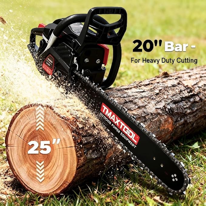 62cc Gas Chainsaw, 3.5-HP, 20 Inch Chain Saw, Gas Powered Chainsaws, 2-Stroke Gasoline Power Chain Saws with Automatic Oiler for Wood Cutting, Easy-Start, Black