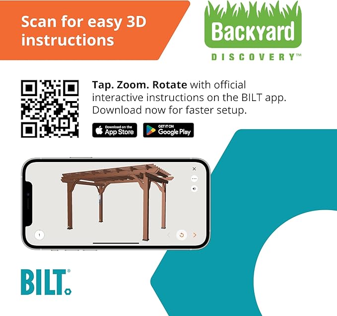 Backyard Discovery Somerville 14 x 10 Walnut All Cedar Pergola, Durable, Quality Supported Structure, Snow and Wind Supported, Rot Resistant, Electrical Outlet with USB, Deck, Garden, Patio