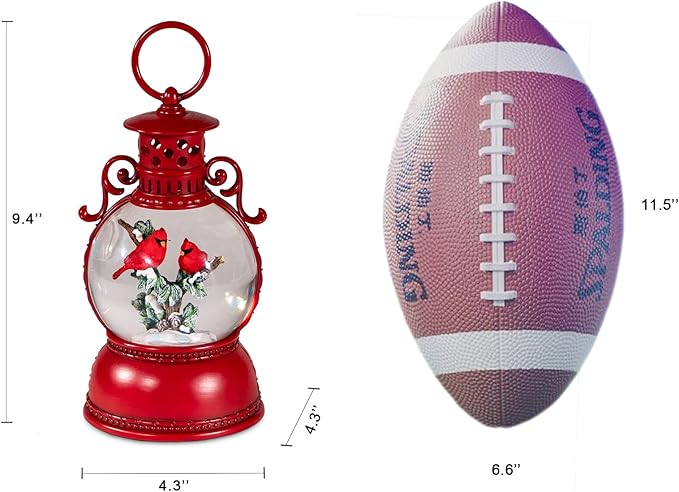 Christmas Snow Globes, Cardinal Christmas Water Globes with 8 Songs, 6H Timer Battery & USB Powered Glitter Snow Globe Music Box Suitable for Christmas Home Decorations Holiday Party Gifts