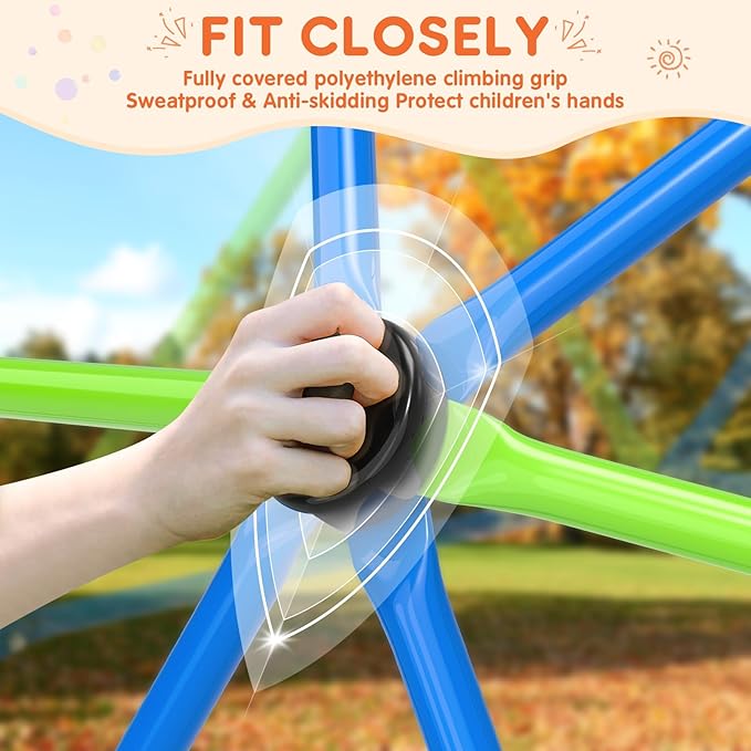 Climbing Dome, 10FT Geometric Dome Climber Jungle Gym Playground Backyard for Kids, 2024 Upgraded Model Indoor Outdoor Toddler Play Equipment, Safety Certified, Easy Assembly