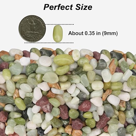 Landscaping Pebbles River Rocks Decorative Ornamental Pebbles Garden Landscaping Stones Gravel Filler for Home Decoration Flower Bed Fish Tank Plants Vases Succulents (1, Green, 5 Pounds)
