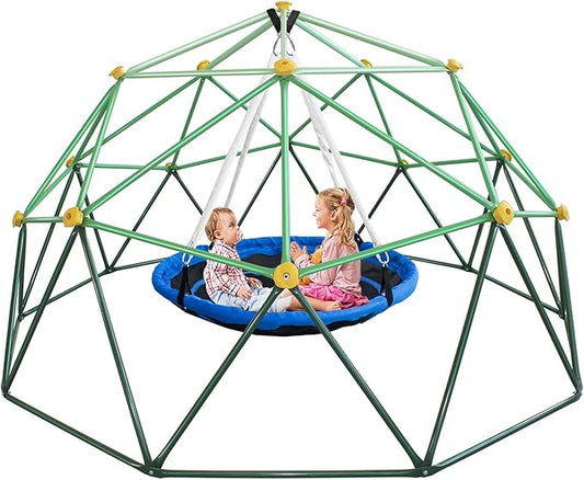 10FT Kids Climbing Dome Playground, Dome Climber Supporting 1000LBS with Rust & UV Resistant, Jungle Gym Outdoor for Kids 3 to 8 Backyard, Much Easier Assembly, Green