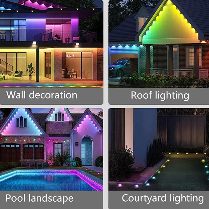 Permanent Outdoor Lights, 100ft RGB with App Controlled Remote, Waterproof Christmas Decorations, Music Synchronized Outdoor Lights for Houses