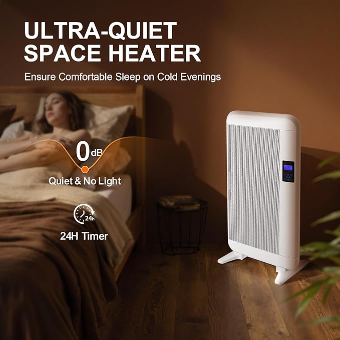 Space Heaters for Indoor Use, 1500W Waterproof Wall-mounted Electric Heaters with 24H Timer & Remote Control Portable Heater for Large Room Office Bedroom Bathroom Living Room, Safety Protection