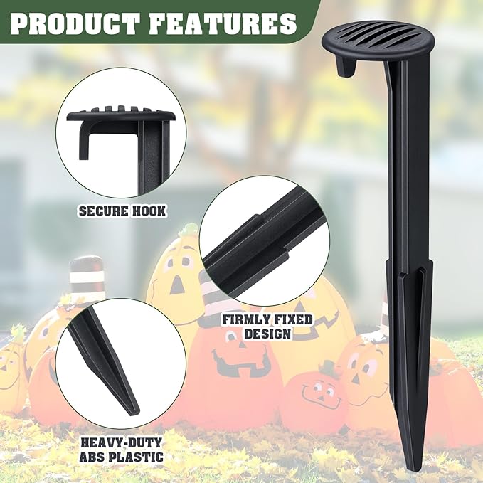 5.7'' Plastic Ground Stakes for Inflatable Decorations, 18-Pack, Halloween and Christmas Yard Decor
