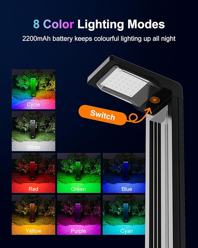 Solar Pathway Lights Outdoor 30 LED Solars Powered Lamp Dusk to Dawn Waterproof for Garden Lighting Outside, Patio, Path, Yard, Walkway, Driveway (RGB, 6 Pack)