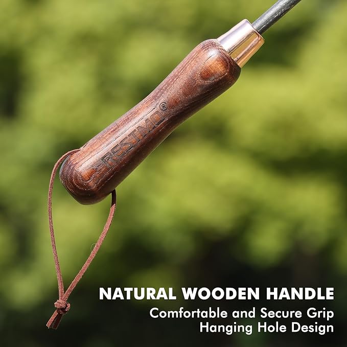 RESTMO 3-in-1 Heavy Duty Gardening Tools Kit, Premium Carbon Steel Garden Hand Tools with Ergonomic Wooden Handle Includes Trowel, Transplanter, and Cultivator, Ideal Gardening Gifts for Gardener