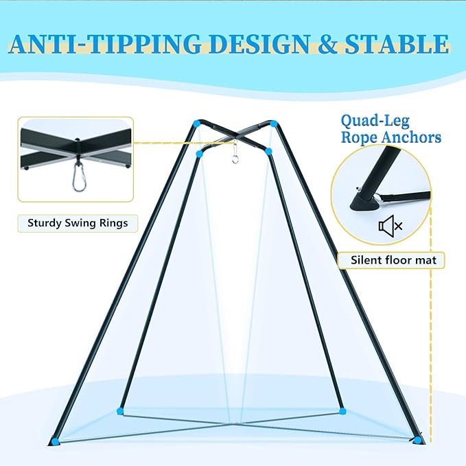 Swing Stand for Kids, 600LBS Heavy Duty Metal Swing Frame for Backyard Indoor, Anti-Rust and All Weather Resistance, Saucer Swing NOT Included (Sensory Swing with Black Stand)